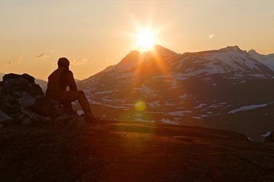 Utsikten i solnedgang.