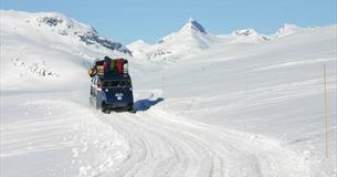 Beltebil på vei innover i fjellet.