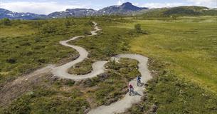 Dronebilde av terrengsykkelløypa på Beitostølen.