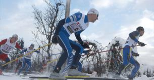 Cross-country skiing athletes at Beitosprinten racing.
