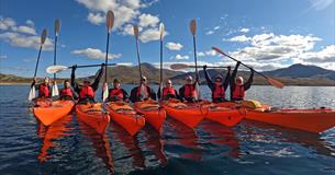 Guided kayak tours on Lake Bygdin