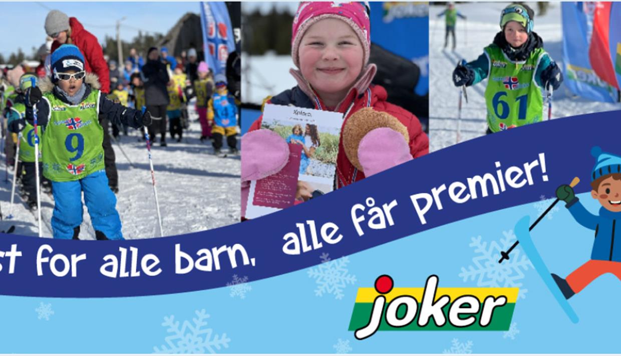 Glade barn på ski.
