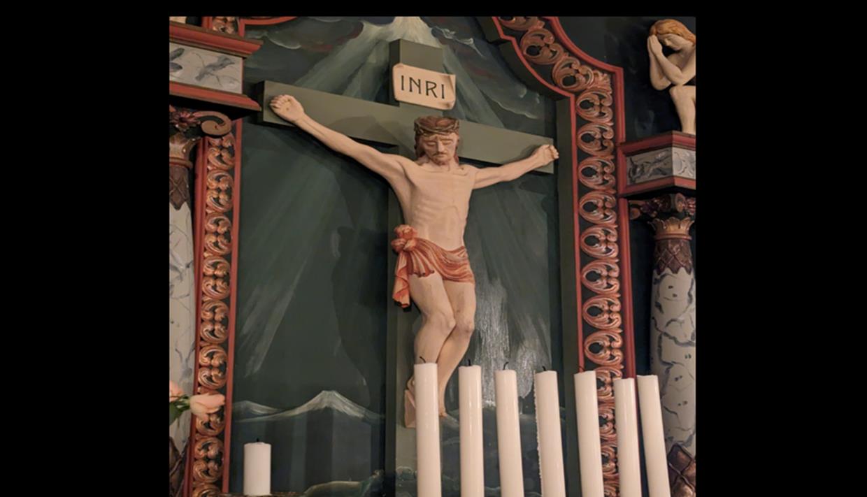 Altertavle Jesus på korset, Strand kirke