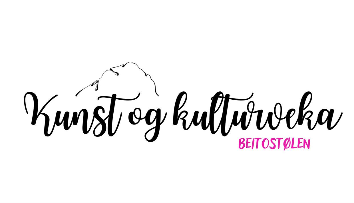 Her står det skrevet Kunst og kulturveka Beitostølen i svart på hvit bakgrunn