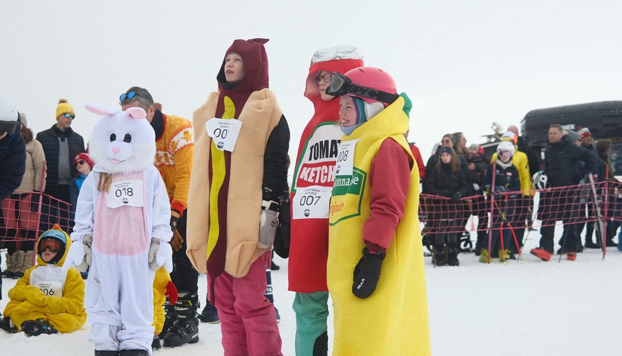 Deltakere i morsomme kostymer.