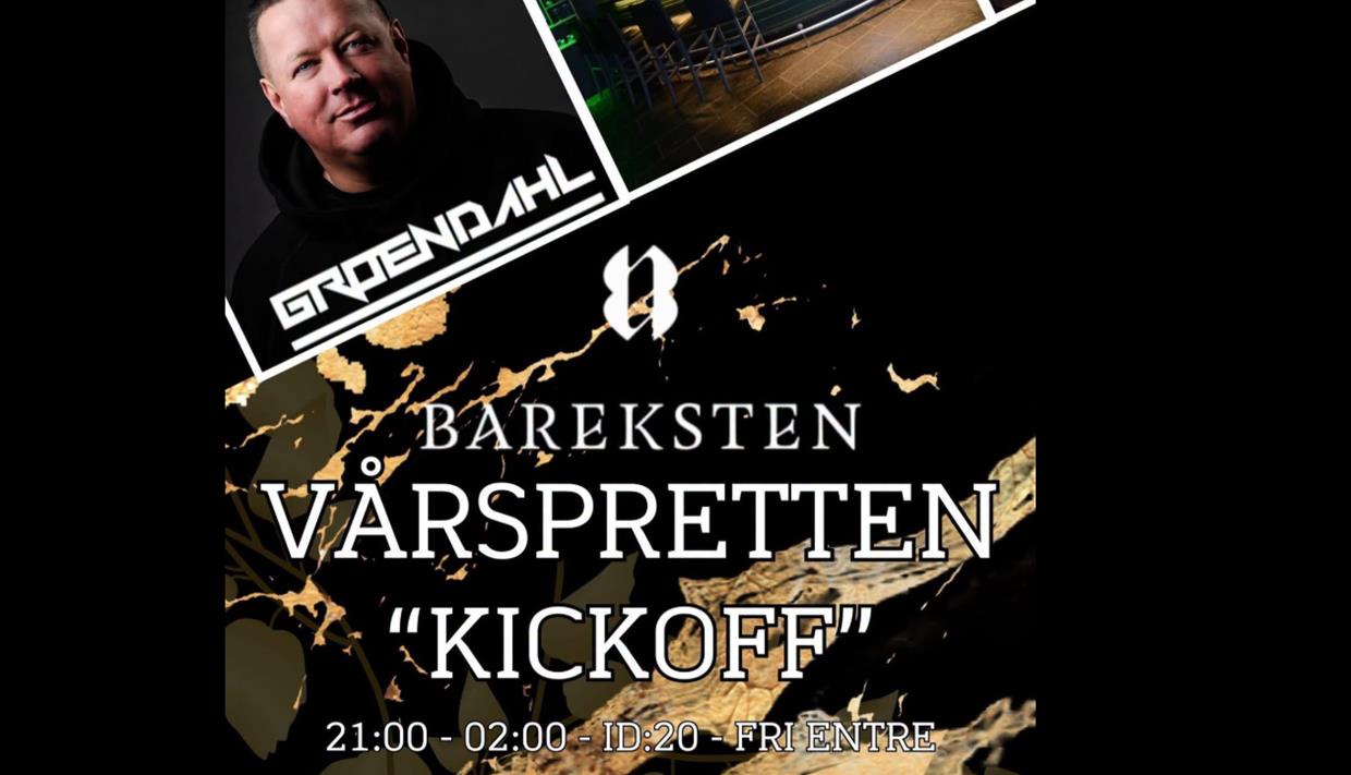 Plakat fra Beitostølen Barcraft som viser Dj Groendahl og Vårspretten Kick off