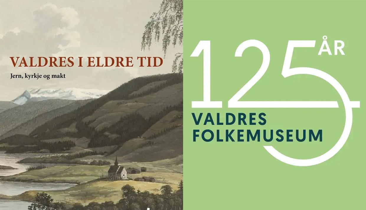 Viser bilde av Bilde av boka "Valdres i eldre tid" og Valdresfolkemuseum 125 år.