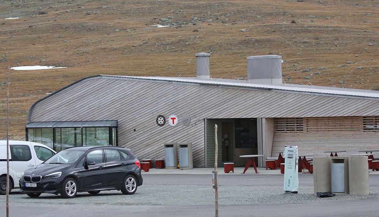 modern wooden building on a high plateau