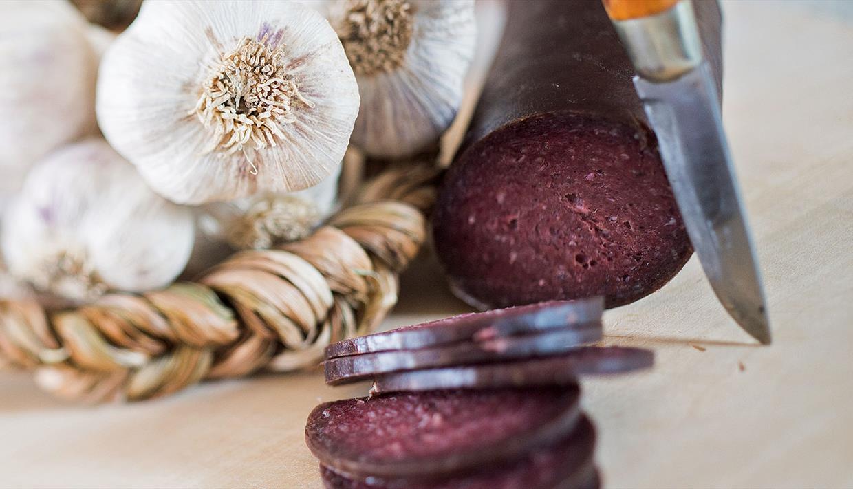 Garlic and cured sausage