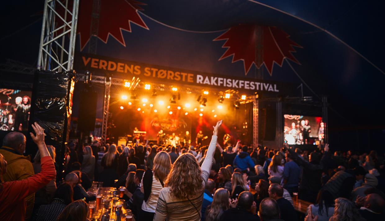 Konsert i storteltet under Rakfiskfestivalen på Fagernes