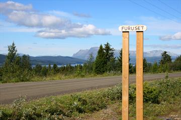 Unterwegs um den Tisleifjorden bei Furuset mit dem Skogshorn im Hintergrund.