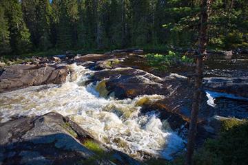Rapids in the Hølera River, a little further downstream than where one encounters it on the cycling route Hølervassrunden.
