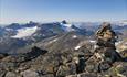 Wiew from Uranostinden (2048 moh) towards Falketind (2067 moh) og Stølsnostinden (2174 moh)