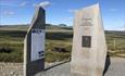 Information board  on uprised slate plates at the trailhead to Skaget