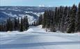 Freshly groomed alpine slope at Valdres Alpinsenter in Aurdal.