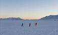 Skiers in the high mountains