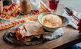 Traditional Norwegian sourcream porridge with sides