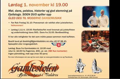 Rakfiskbuffet, underholdning og dans på Gamlestølen