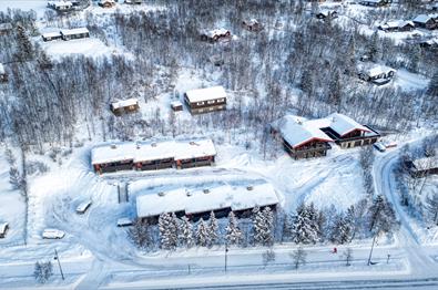 Dronebilde Hovi Hytter vinter