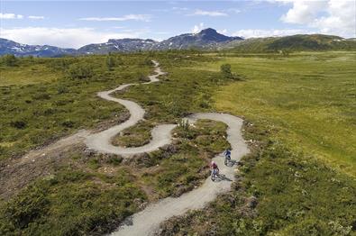 Drone image (aerial view) over Beitostølen Trail Areana