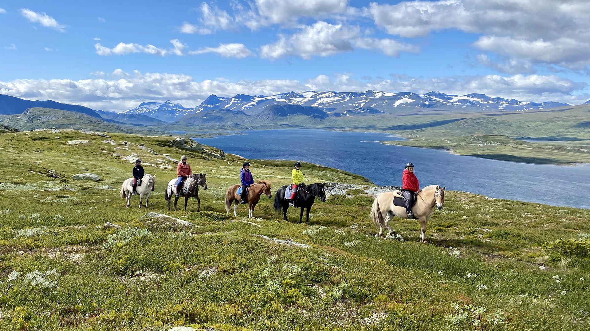 Flott utsikt over Jotunheimen og Vinstern på ridetur med Myhre Gård.