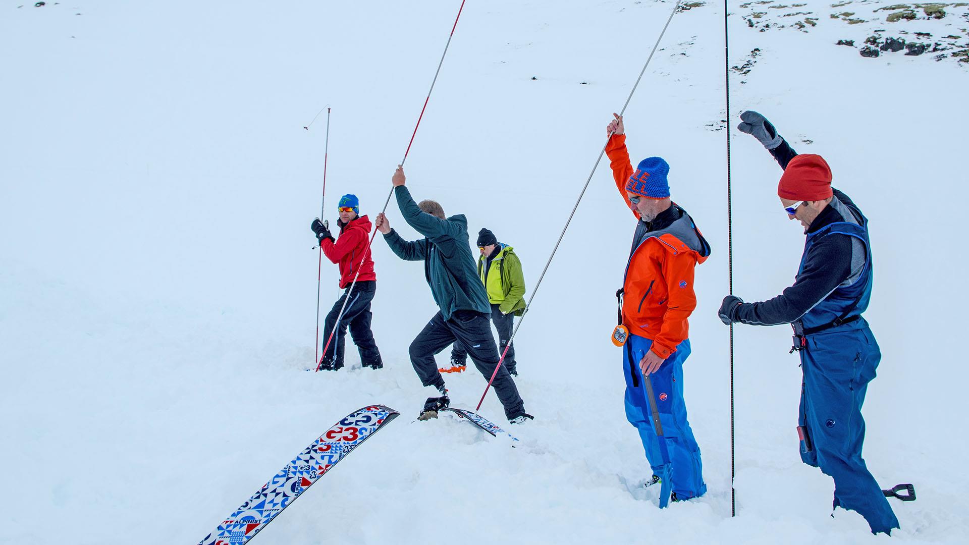 During an avalanche course where the participants learn to use an avalanche probe