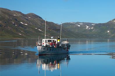MB Bitihorn serves the boat route on Lake Bygdin during summer
