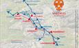 Karte über die Signalroute der sechs historischen Signalfeuer in Valdres.