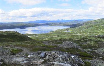 Utsikt fra Vardehovda utover Bergsjøen.