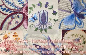 Mrs Duttons Wonderous Workshops: Crewel Work – Heritage Embroidery Skills 2-Day Workshop for Beginners & Improvers image