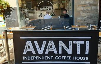 External sign of Avanti Coffee House