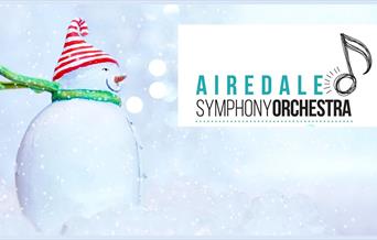 A poster for the concert featuring a snowman in a hat and scarf
