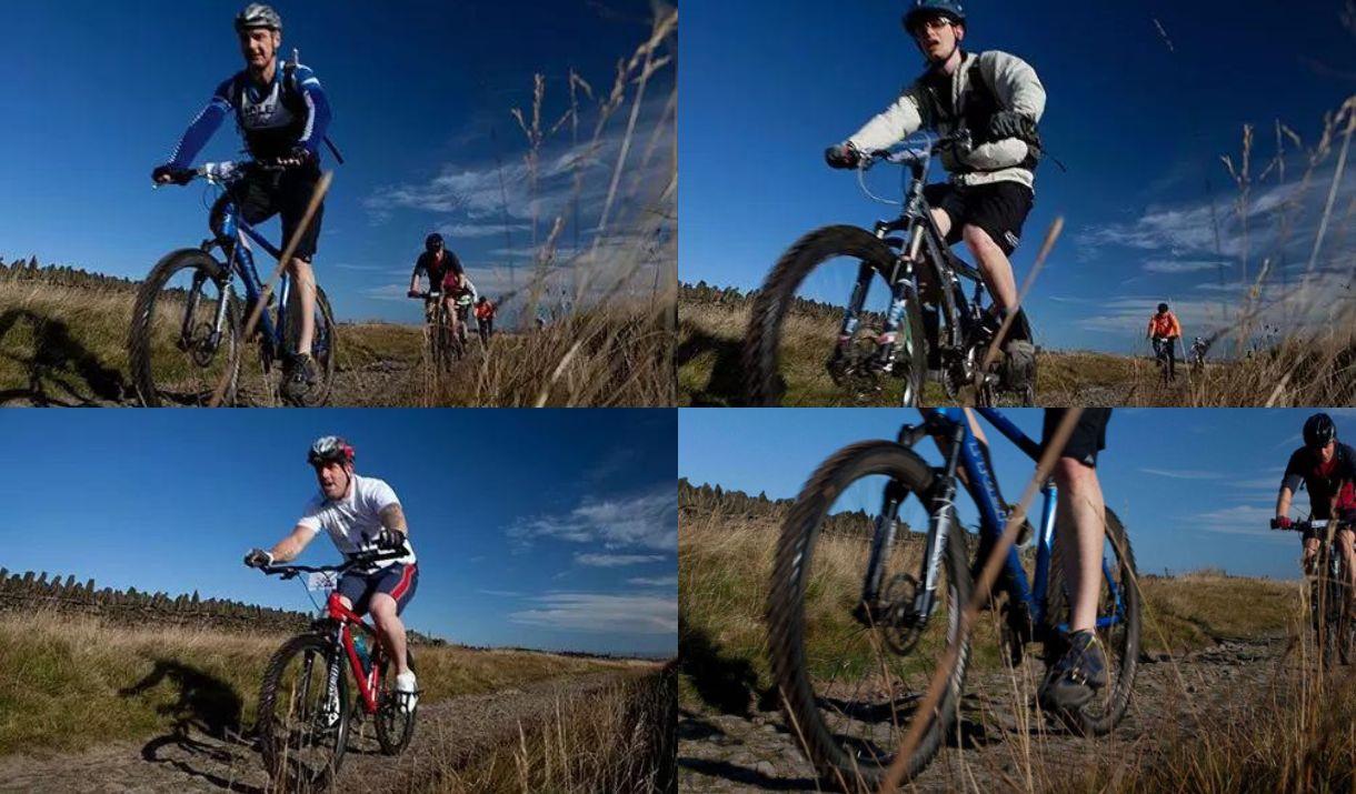 A montage picture of people on off-road bikes, in the countryside