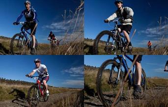 A montage picture of people on off-road bikes, in the countryside