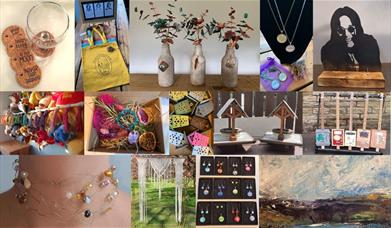 A picture montage showcasing some of the items available at the Makers Market
