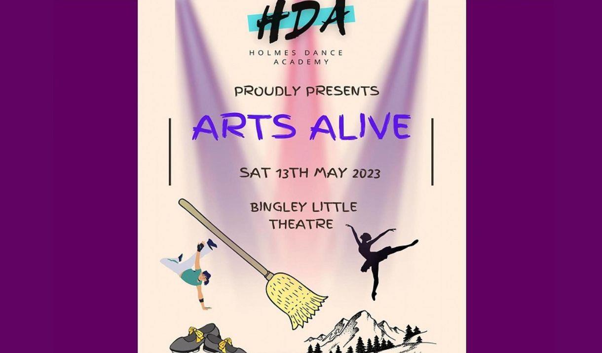 A poster advertising the Arts Alive event, with pictures of  a couple of dancers