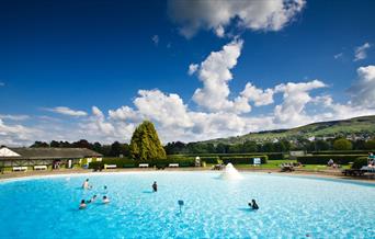 View of Ilkley Lido on a sunny day