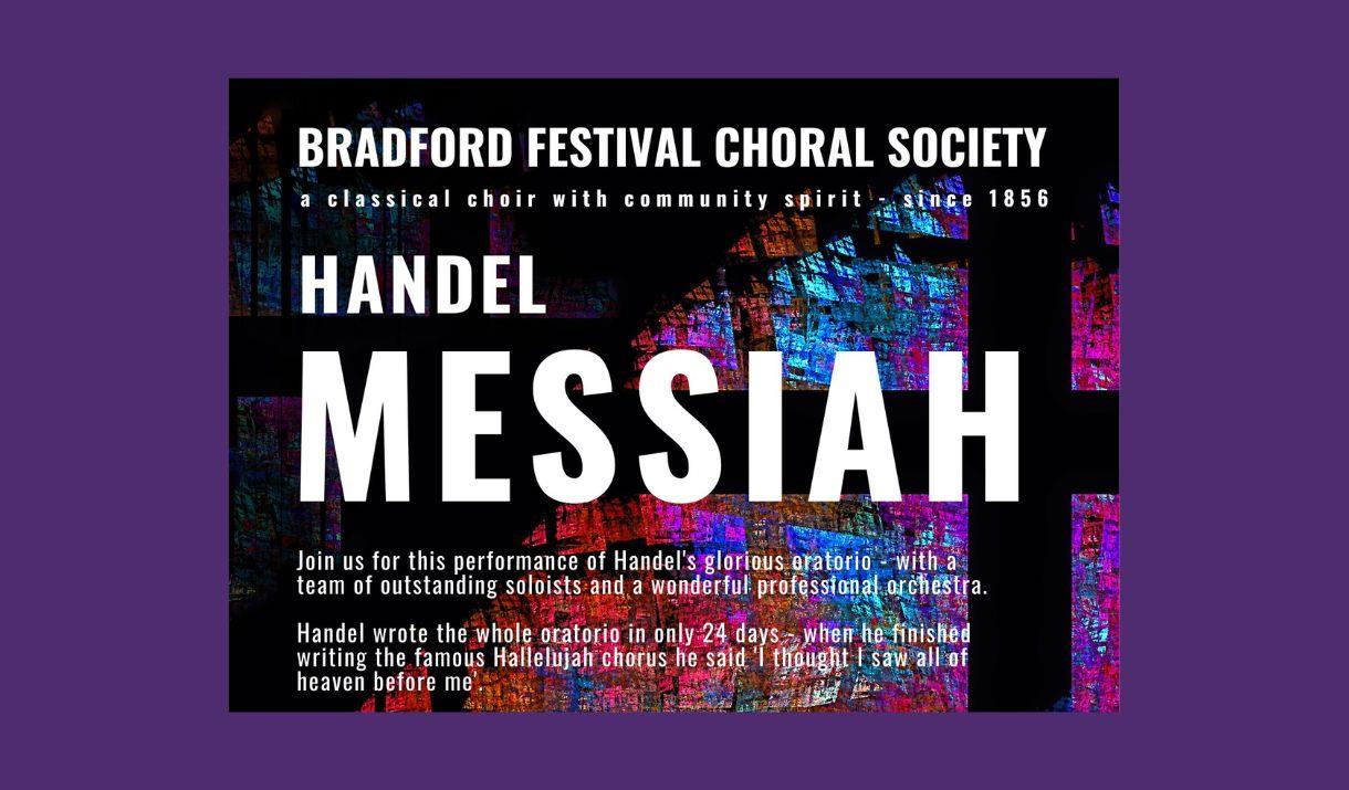 A promotional poster for the Choral Society's performance of Handel's Messiah