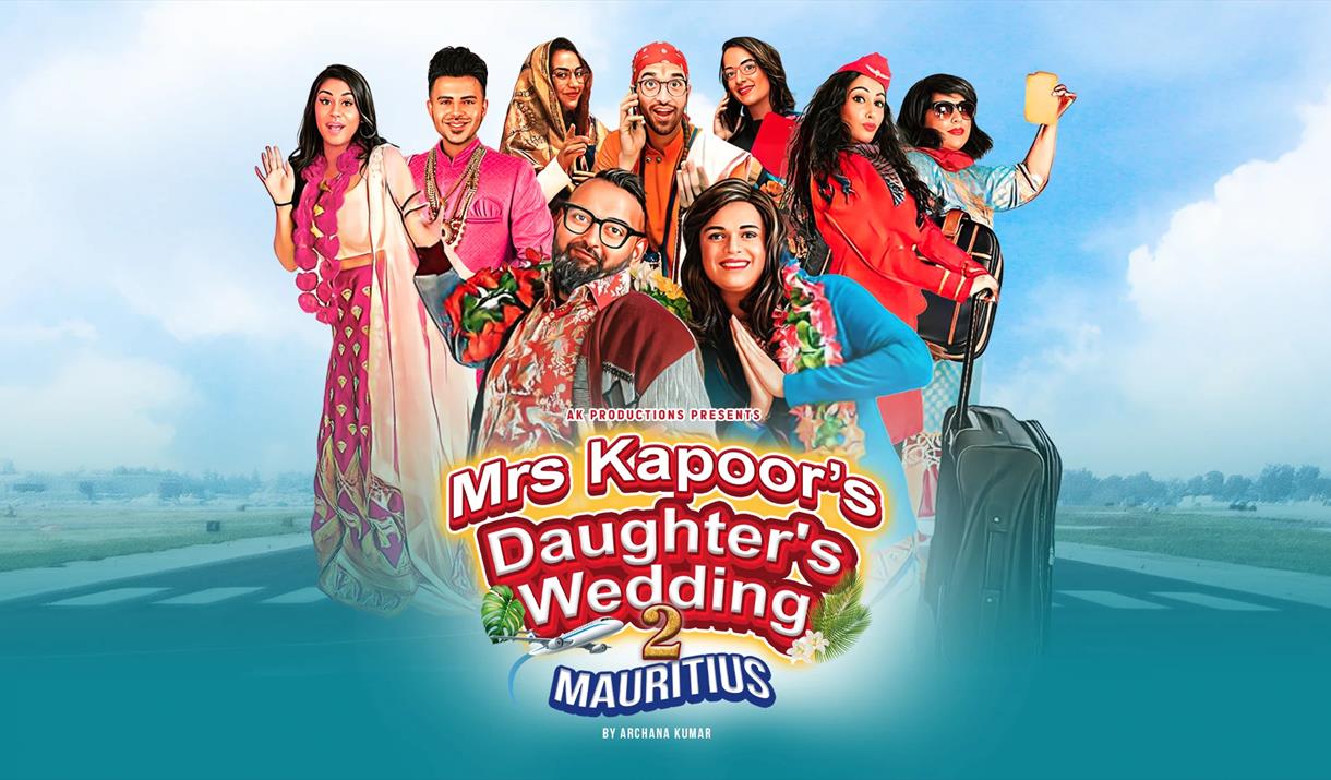 A poster advertising the show, with a picture of the Kapoor family in the foreground, and an airport runway in the background