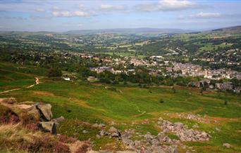 Overlooking Ilkley from the Cow & Calf Rocks.