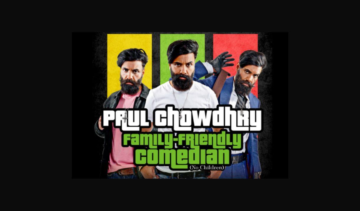 Three images of comedian Paul Chowdhry.