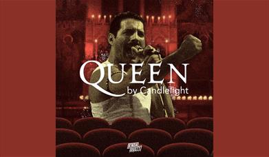 A poster advertising the concert, showing an image of Freddie Mercury, superimposed over an image of a theatre interior
