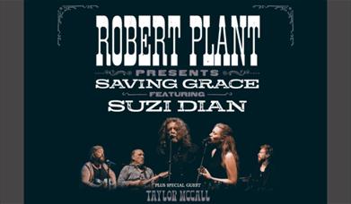A poster advertising the concert, with a picture of Robert Plant and his band Saving Grace