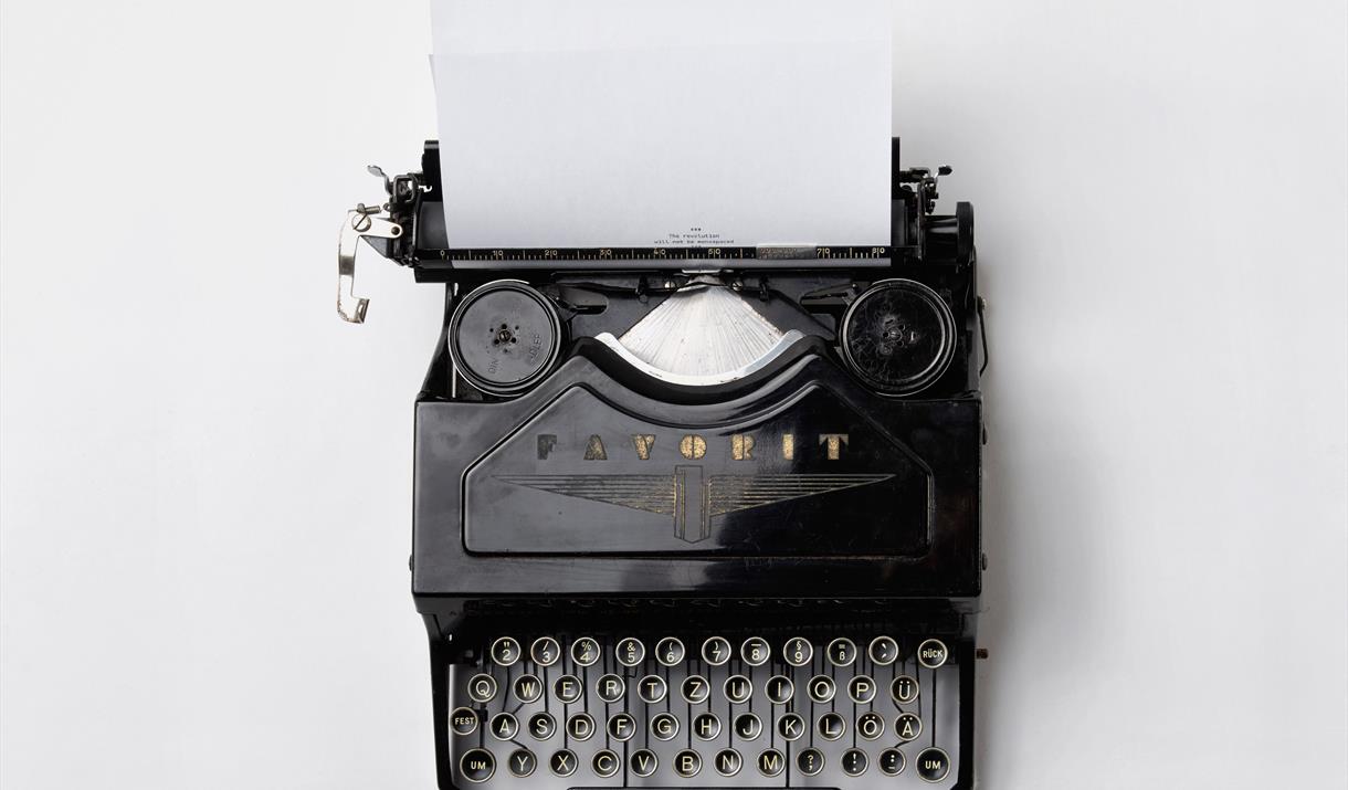 Typewriter with white background