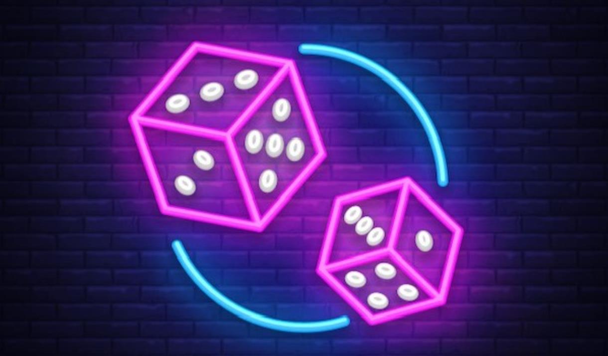 Guys and Doils logo with neon dice.