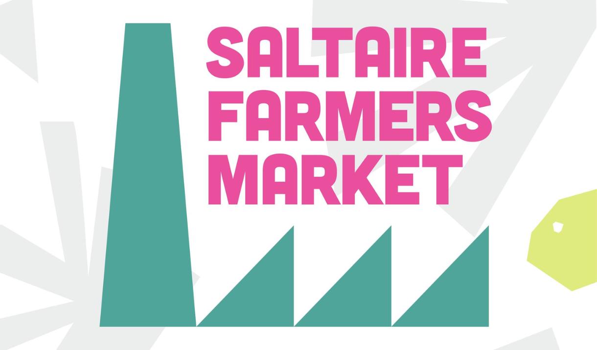 Saltaire Farmers Market Logo with a mill image.
