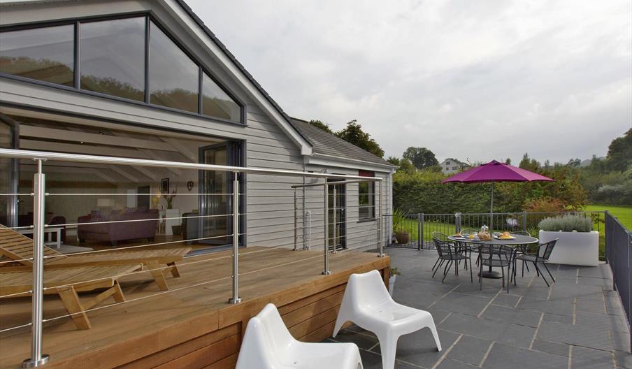 Enclosed patio area at Ty Isaf, Tresaith
