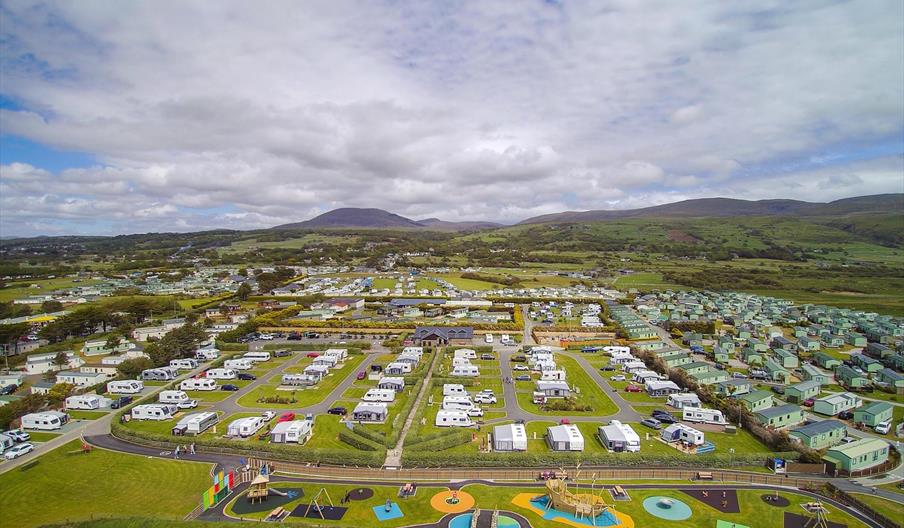 Arial photo of the touring park and play area