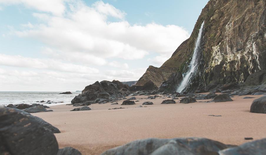 Tresaith Beach Waterfall