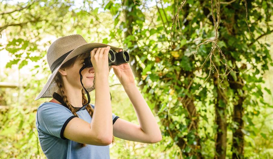 Girl and binoculars